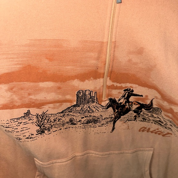 Ariat Peach Pullover Hoodie with Quarter Zip Collar - Picture 3 of 4